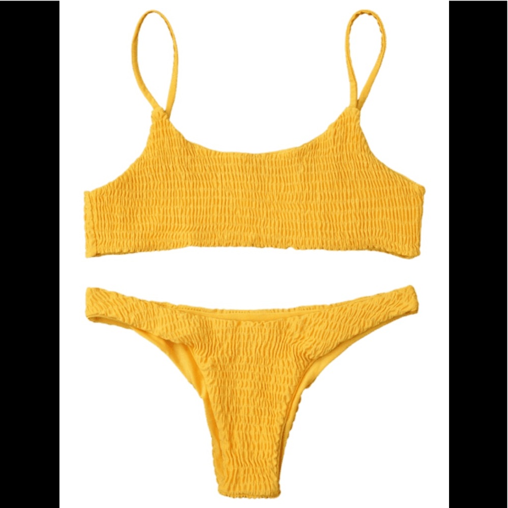 Yellow bikini top and bottom
